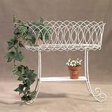 Metal Basket-Style Plant Stand Table, Distressed White - Aspen Country Store