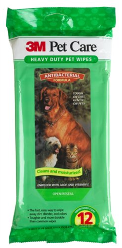 3M Pet Care Grooming Pre-Moistened Antibacterial Wipes, 12-Count Packages (Pack of 5)