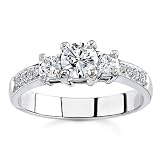 18k White Gold or Yellow Gold Three-Stone Diamond Ring (H/SI2, 3/4 ct. tw.)