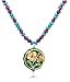 

Sterling Silver Amethyst & Turquoise Beaded Necklace w/ Golden Enamel Pendant, 17-19"