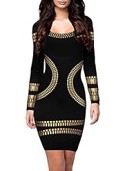Sexy General Print Cocktail Above the Knee Spring Fall Winter Polyester/Rayon/Spandex Long Sleeves Bodycon Dress/Evening Dress/Wedding Party Dress 