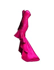 Strapless Mermaid Sweetheart Tiered Fitted Satin High-Low-Hem Prom Dress 