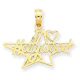 Polished 14k Gold I Heart Hollywood In Star Charm