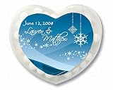 Baby Keepsake: Hanging Snowflake Ornament Design Personalized Heart Shaped Mint Conta (Set of 24)