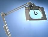 Produkt-Bild: XL Kaltlicht Lupenleuchte 2x9W RT-111 mit 190x157mm Glaslinse 3-Dioptrien und Zusatzlinse 20-D