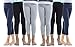 6 Pair of Girls Solid Colored Cotton Leggings, Soft Combed Cotton
