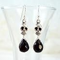 Sterling Silver "Jolly Jane" Skull & Crystal Earrings
