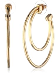 Roman Luxe Gold-Tone Small Tailored Double Tube Hoop Earrings