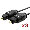 3 pk 6' DIGITAL AUDIO OPTICAL FIBER OPTIC TOSLINK CABLE