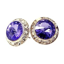 Violet Swarovski 15mm Crystal Stud Earrings Fashion Jewelry -- Made in USA