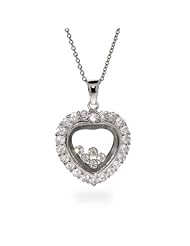 Sterling Silver Happy Diamonds CZ Heart Pendant
