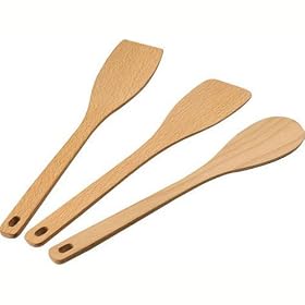 A di Alessi Pots&Pans Kitchen Spoons, Beech Wood, Set of 3, (AJM27SET)