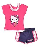 Hello Kitty Girls 2-6X Toddler Short Set With Mesh Applique And Rhinestones