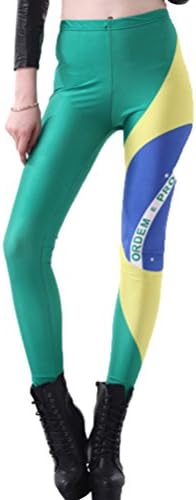 Skinny Yoga Fitness Women Auriverde Brazilian Flag World Cup Pants Jeggings Tights