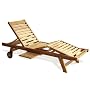 Grade A Teak Sunlounger Luxury with Green Cushion