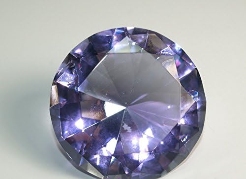 Diamond Jewel Paperweight 80mm Lavender Round Cut