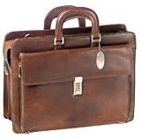 Mancini Brown Vegetable Tan Leather Briefcase Laptop