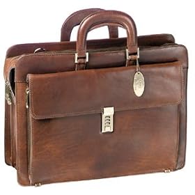 Mancini Brown Vegetable Tan Leather Briefcase Laptop