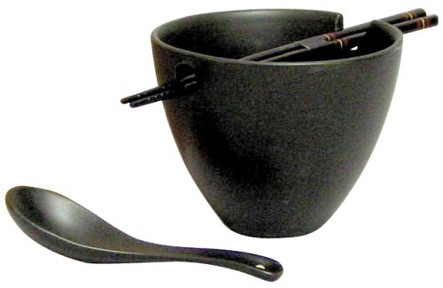 Joyce Chen 90-5190 Big Bowls for Two Noodle Bowl Set, Matte Black