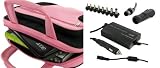 rooCASE 4n1 Combo - Gateway LT2041u 10.1-Inch with AC and DC Adapter Charger Home / Car / Airplane - Pink / Black Deluxe Bag