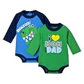 Newborn Boys' Circo® 2pk Long-sleeve Mom & Dad/Dino Creeper - Green/Blue