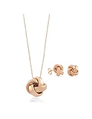 18 Karat Gold Over Sterling Silver Love Knot Earrings And Necklace Set