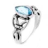 Sterling Silver Celtic Knot Blue Topaz Ring (Size 4,5,6,7,8,9,10,11,12,13,14,15)