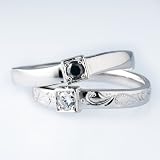 FukuFuku(フクフク) 結婚指輪 やわらか彫刻入りキューブとカーブの造形美のマリッジリング プラチナ Pt900 ブラックダイヤ0.1ct 天然ダイヤ0.1ct R-MR-SAKI206B