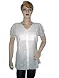 White Cotton Tunic Formal Tops Women's Short Sleeve Embroidered Fashion Top S