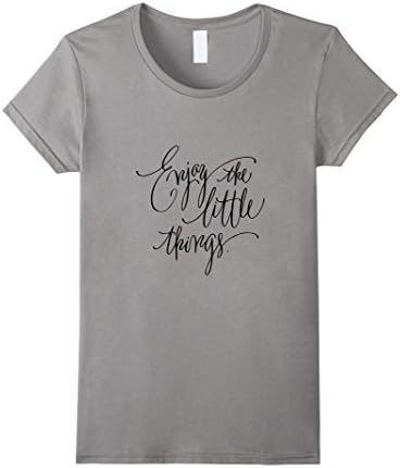 Women's Enjoy Life, Positive Quotes Inspirational Typography T-Shirt Small Slate