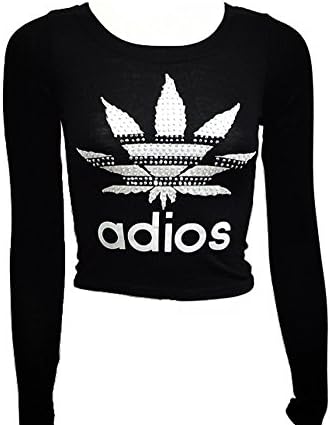 HIPbHOP Women's Adios Long-sleeve Crop Top (Medium)