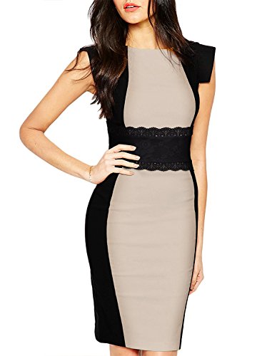 Miusol Women's Offical Scoop Neck Optical Illusion Slim Bodycon Pencil Dress