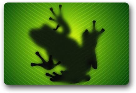 Frog Shadow On A Leaf Green Amazing Machine Washable Indoor And Outdoor Doormat/Door Mat 23.6"(L) x 15.7"(W)
