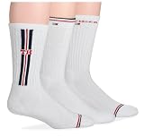 Tommy Hilfiger Mens Multi Logo Athletic Crew Socks, White, 3-Pack