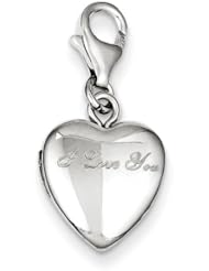 Sterling Silver I Love You Lobster Clasp 12mm Heart Locket