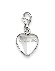 Sterling Silver I Love You Lobster Clasp 12mm Heart Locket