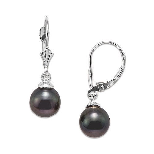 Tahitian Black Pearl Earrings in 14K White Gold