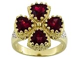 2.46CTW GARNET WITH DIAMOND ACCENT 18KT OVER STERLING SILVER RING