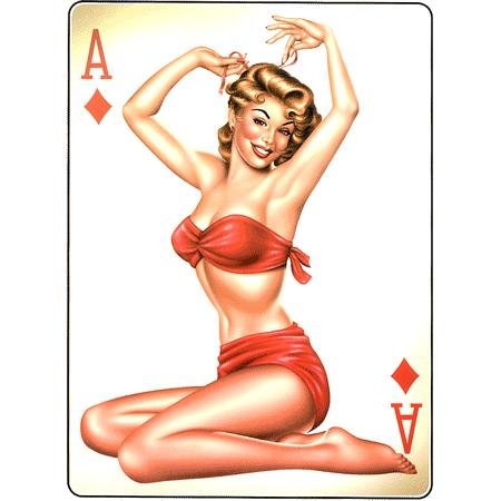 Retro Pin-up Girl Sticker #1-Ace of Diamonds Girl