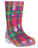Capelli New York Kids Shiny Rocker Plaid Printed Girls Molded Rain Boot