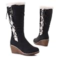 Damen Schuhe, STIEFEL, WARM GEF�TTERT MIT KEILABSATZ, K18, Synthetik in hochwertiger Leder Optik