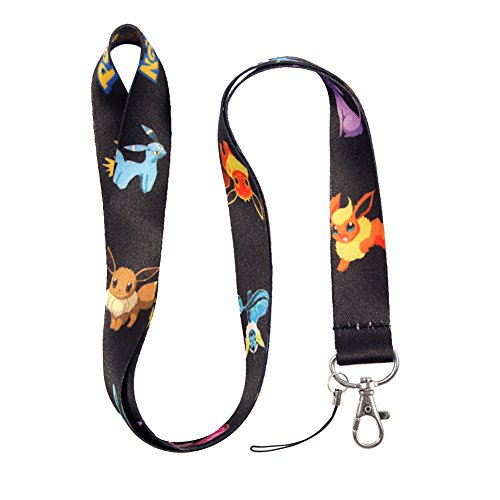 Black & Blue Monster Keychain Key Chain Lanyard Straps with Mini Silver Steel Spring Clips (MCL-145)