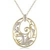 18k Yellow Gold Plated Sterling Silver Diamond Accent Pendant, 18"