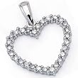 14Kt White Gold Puffy Diamond Heart Pendant