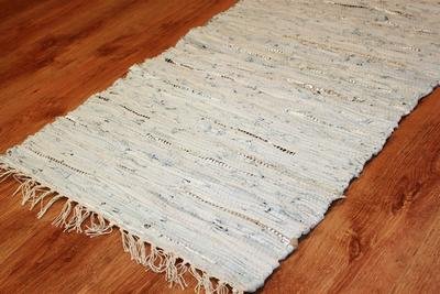 Rag rug / rag rugs - Nordal Design (grey, 100% leather) (200 x 300 cm)