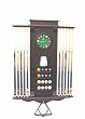 10 Pool Cue Stick Billiard Ball Wall Rack W/ Clock Mahogany Finish