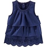 オシュコシュ OSHKOSH/ ラッフル ウーブン トップ ブルー トップス長袖Tシャツ 7歳【並行輸入】