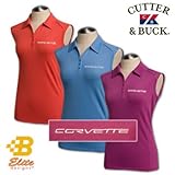 IMAGE OF C6 Corvette Script Sleeveless Ladies Cutter & Buck Polo Orange Spice Large Bdc6epl855