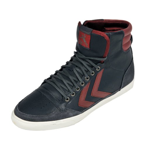 Hummel Men's Slimmer Stadil High Top Sneaker Shoe In Gray Oiled Nubuck Leather