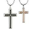 Stainless Steel Cubic Zirconia 360 Degrees Spinning Cross Pendant Necklace Couples Set 18"/20-24"